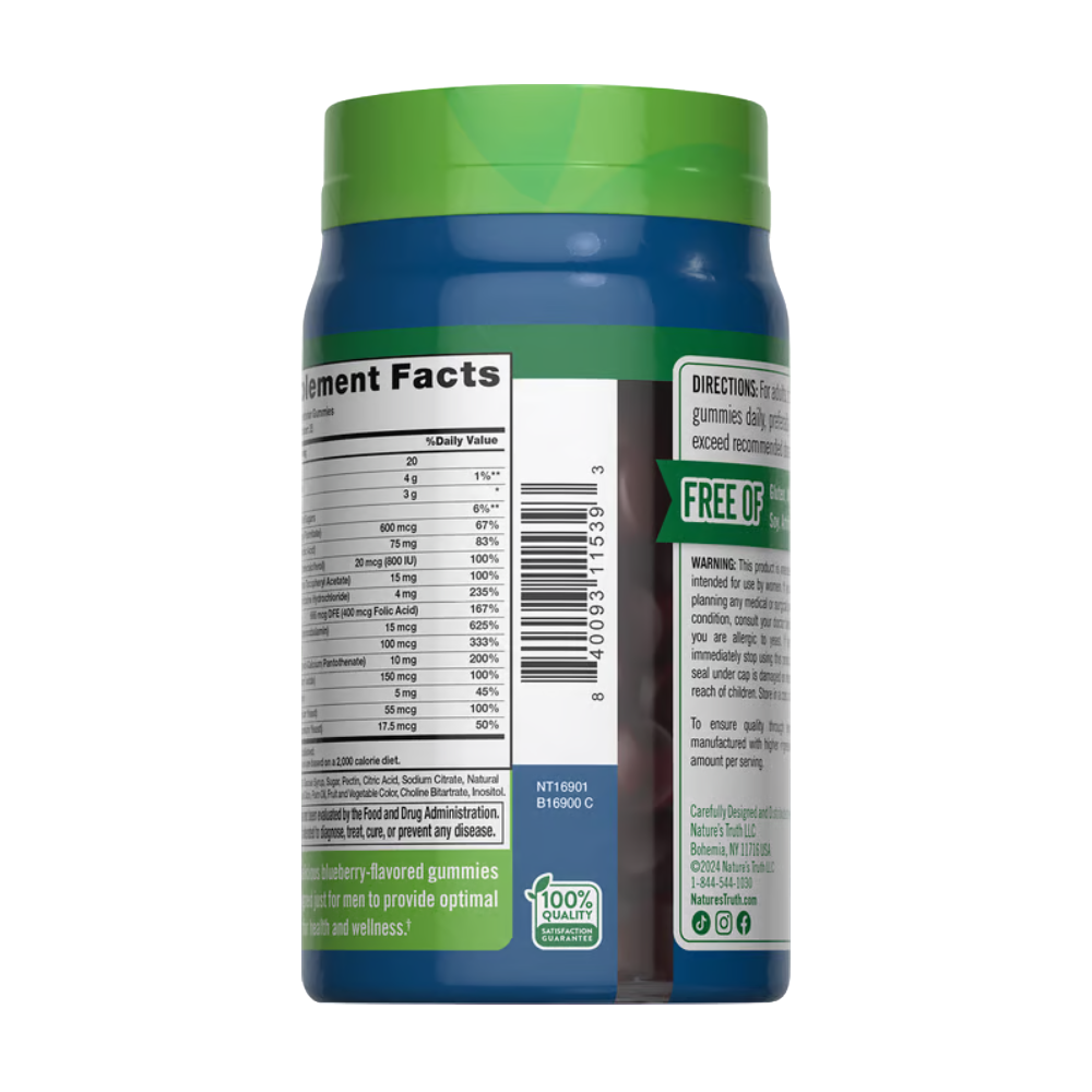 NATURE’S TRUTH, Men's Multivitamin Gummies, with B12, D3 & Zinc, 70 Gummies, 35 Servings