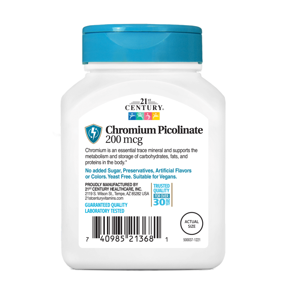 21st Century, Chromium Picolinate, 200mcg, 100 Tablets
