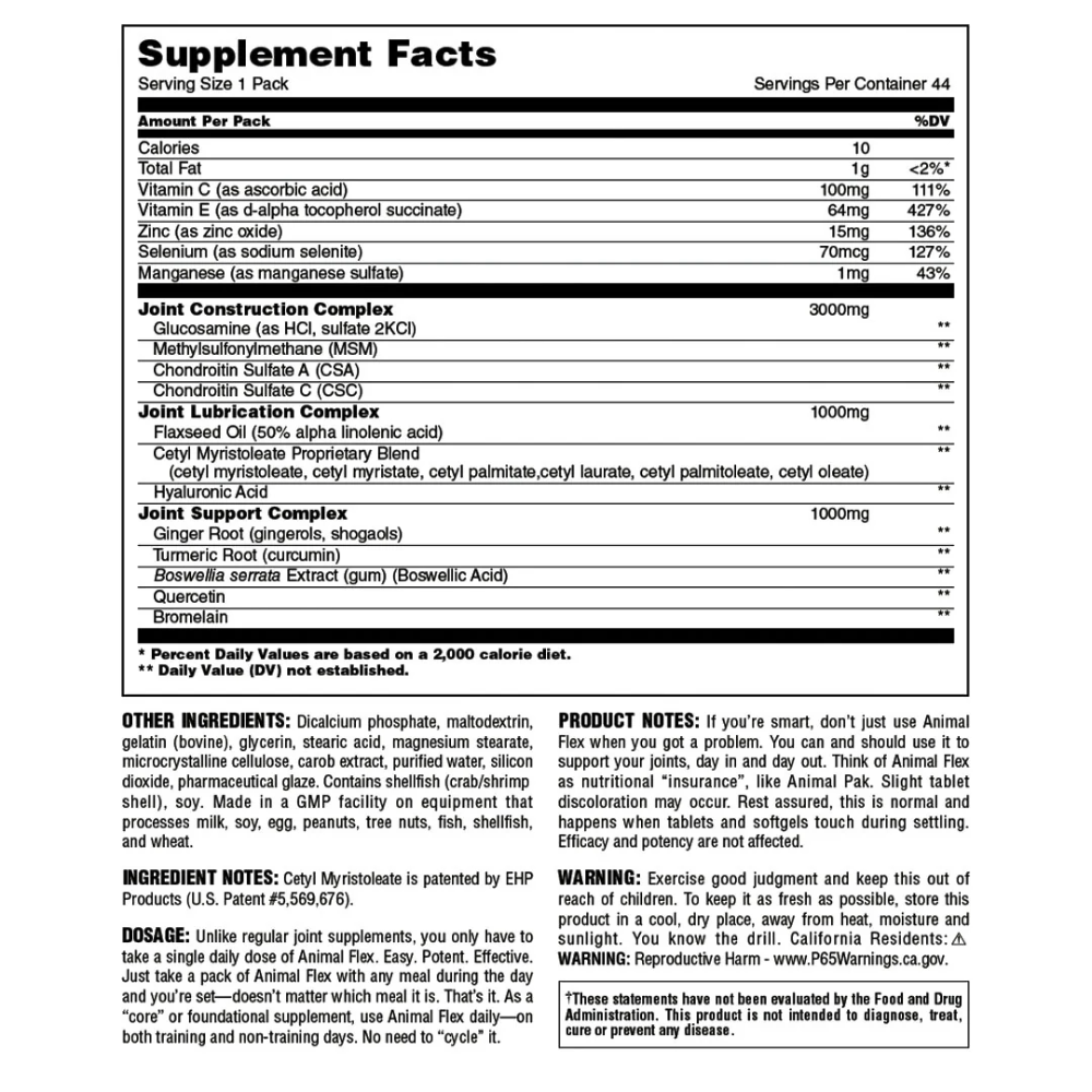 Animal, Flex, 44 Pill Packs, 44 Servings