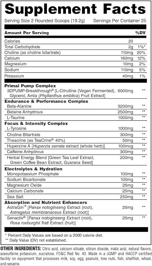 Animal, Primal Pre-Workout, 507.5g, 25 Servings