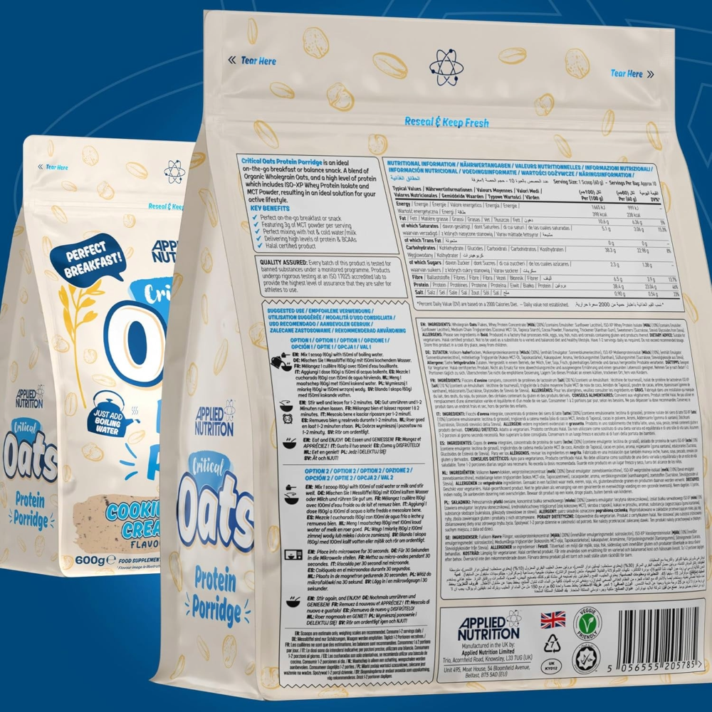 Applied Nutrition, Critical Oats Advanced Protein Porridge, 600g, 10 Servings