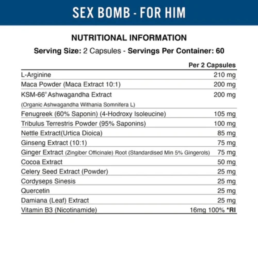 Applied Nutrition, Sex Bomb For Him, 120 Capsules, 60 Servings