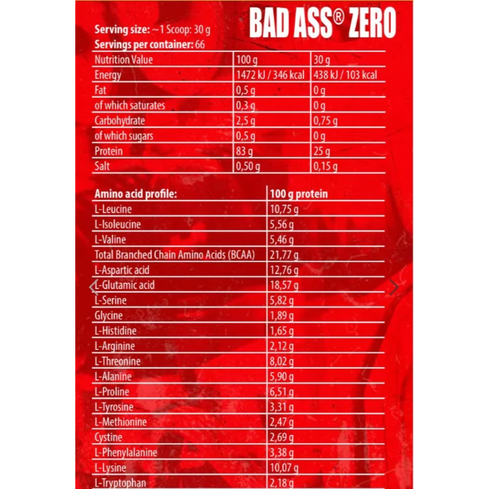 Badass Nutrition, Zero, 2kg, 66 Servings