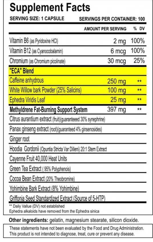 Cloma Pharma, Methyledrene, 100 Capsules, 100 Servings