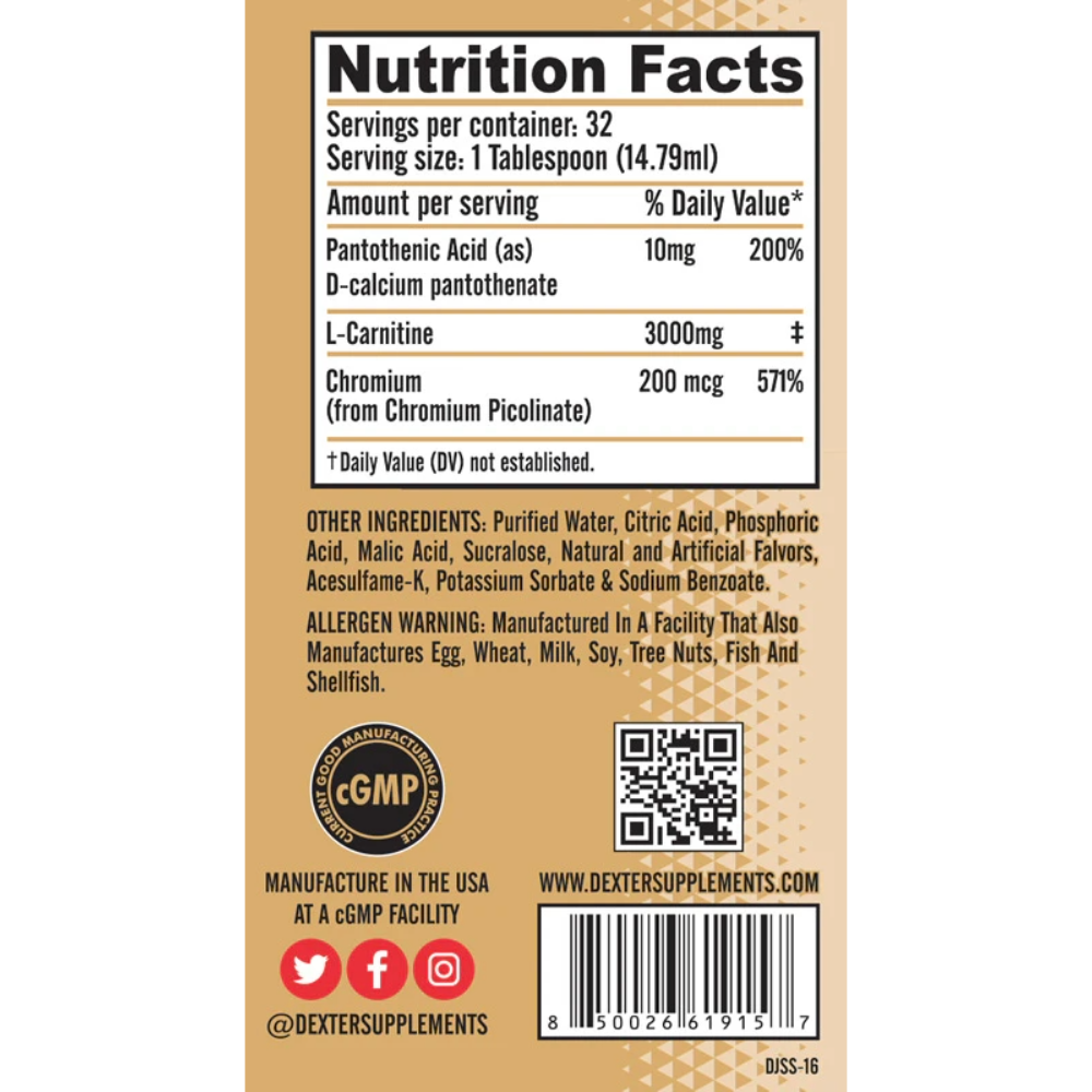 Dexter Jackson, L-Carnitine 3200, 473ml, 32 Servings