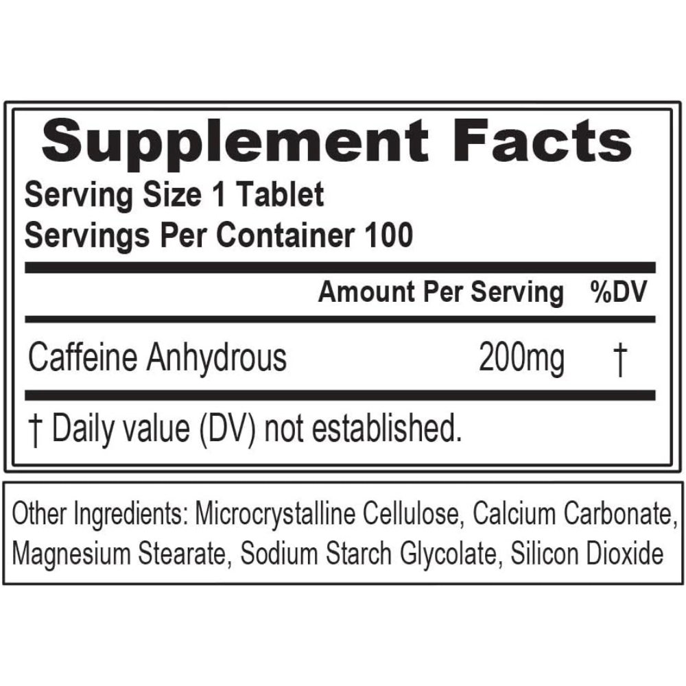 EVL, Caffeine, 100 Tablets, 100 Servings