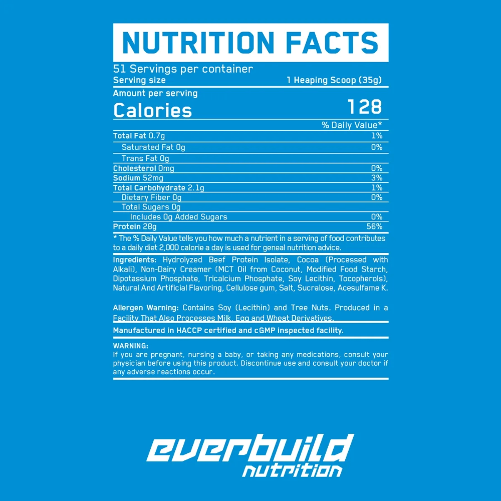 Ever Build Nutrition, 100% Beef Protein Isolate, 1.81kg, 51 Servings