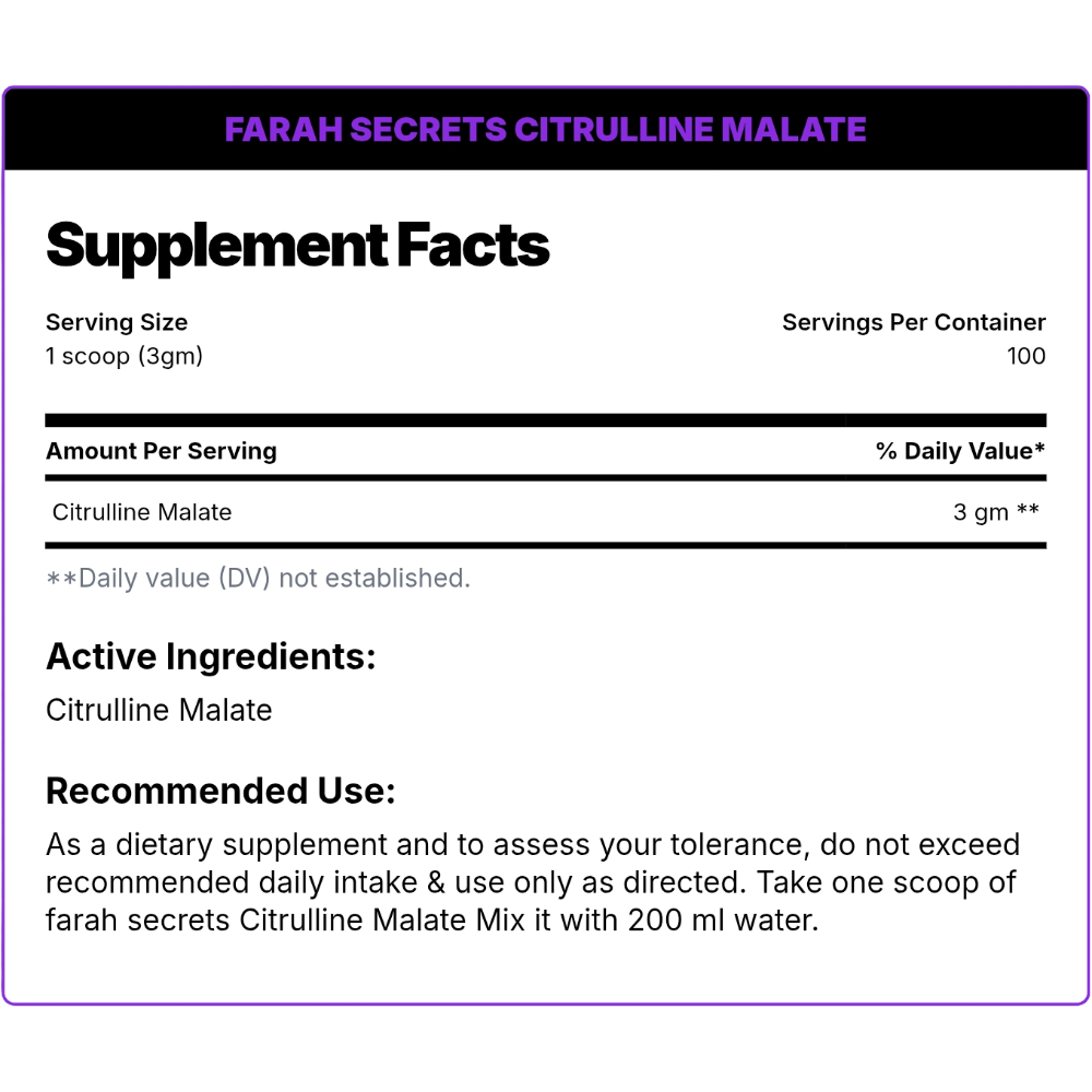 Farah Secret, CITRULLINE MALATE, 300g, 100 Servings
