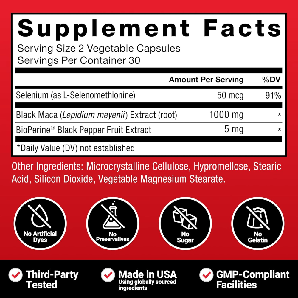 Force Factor, Black Maca, 60 Capsules, 30 Servings