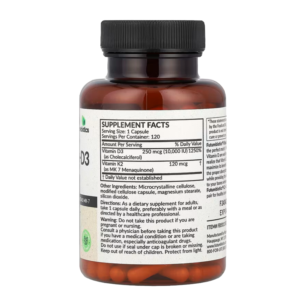 Futurebiotics, Vitamin K2 + D3, Extra Strength, 120 Capsules, 120 Servings