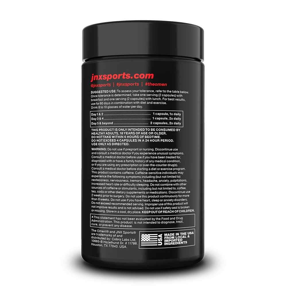 JNX Sports, The Omen Fat Burner, 100 Capsules, 50 Servings