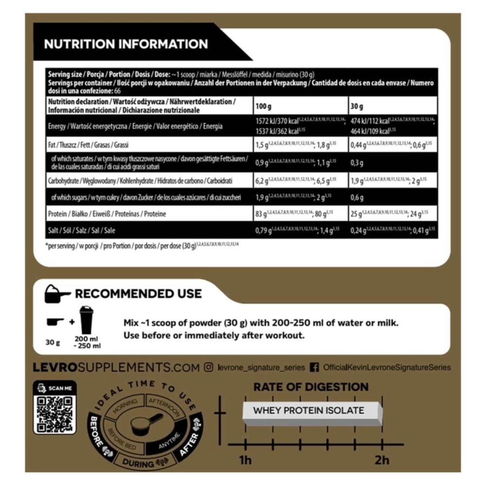 Kevin Levrone, Gold Iso, 2kg, 66 Servings
