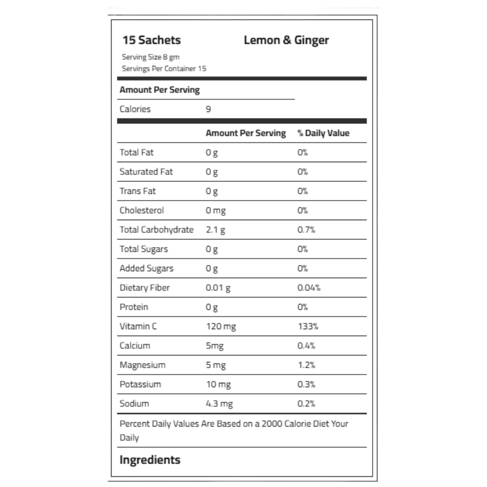 Laperva, Hydration Drink, 15 Sachets, Sugar-Free, Rich in Electrolytes Nutrition Facts