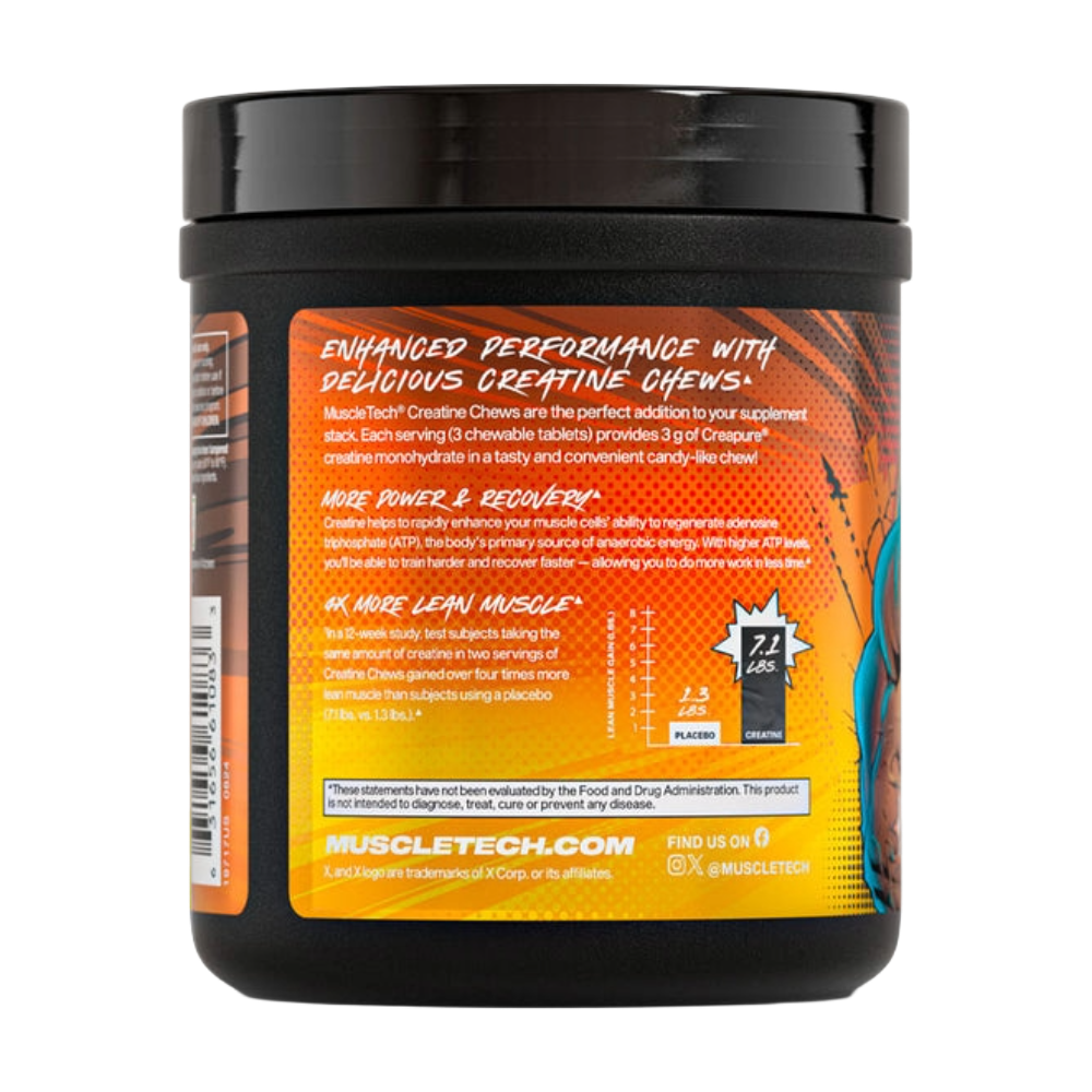 MuscleTech, Creatine Chews, Creapure Monohydrate, 90 chewable Tablets, 30 Servings
