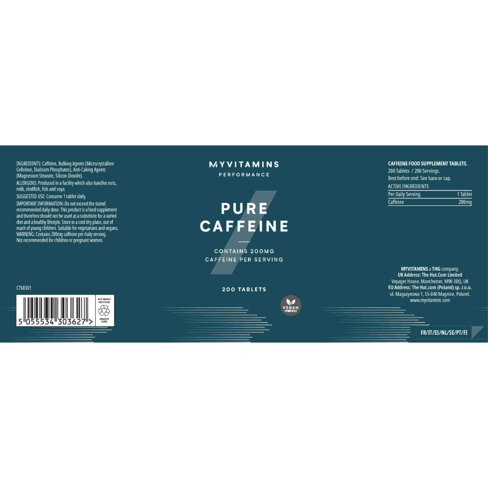 MyProtein, Pure Caffeine, 200 Tablets, 200 Servings