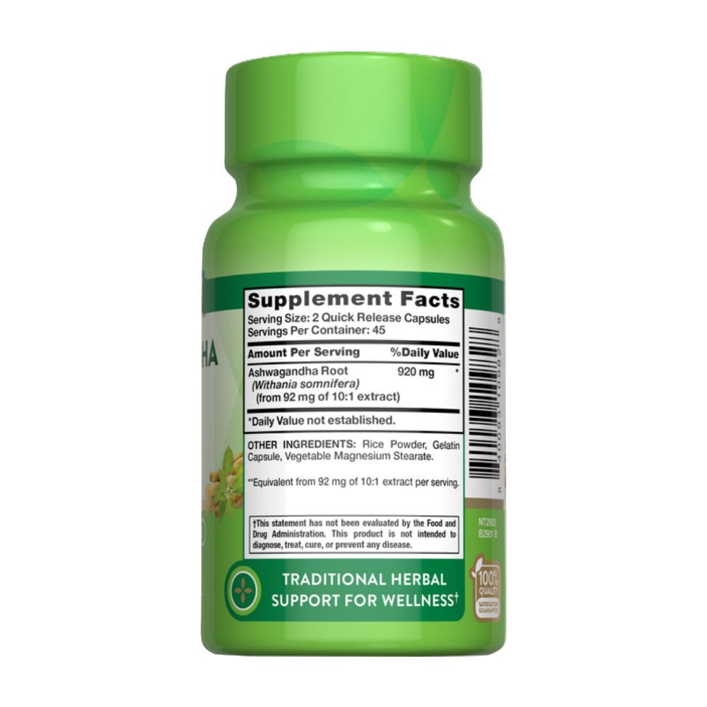 NATURE’S TRUTH, Ashwagandha Root, 920mg, 90 Capsules, 45 Servings
