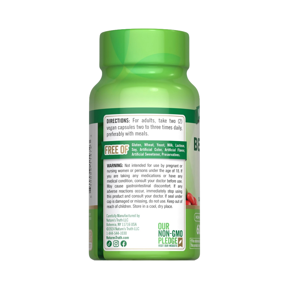 NATURE’S TRUTH, Berberine HCl 500mg, 60 Capsules, 30 Servings