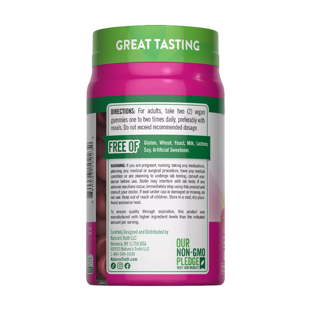 NATURE’S TRUTH, Hair Skin and Nails Gummies, 2500mcg of Biotin, 80 Gummies, 40 Servings
