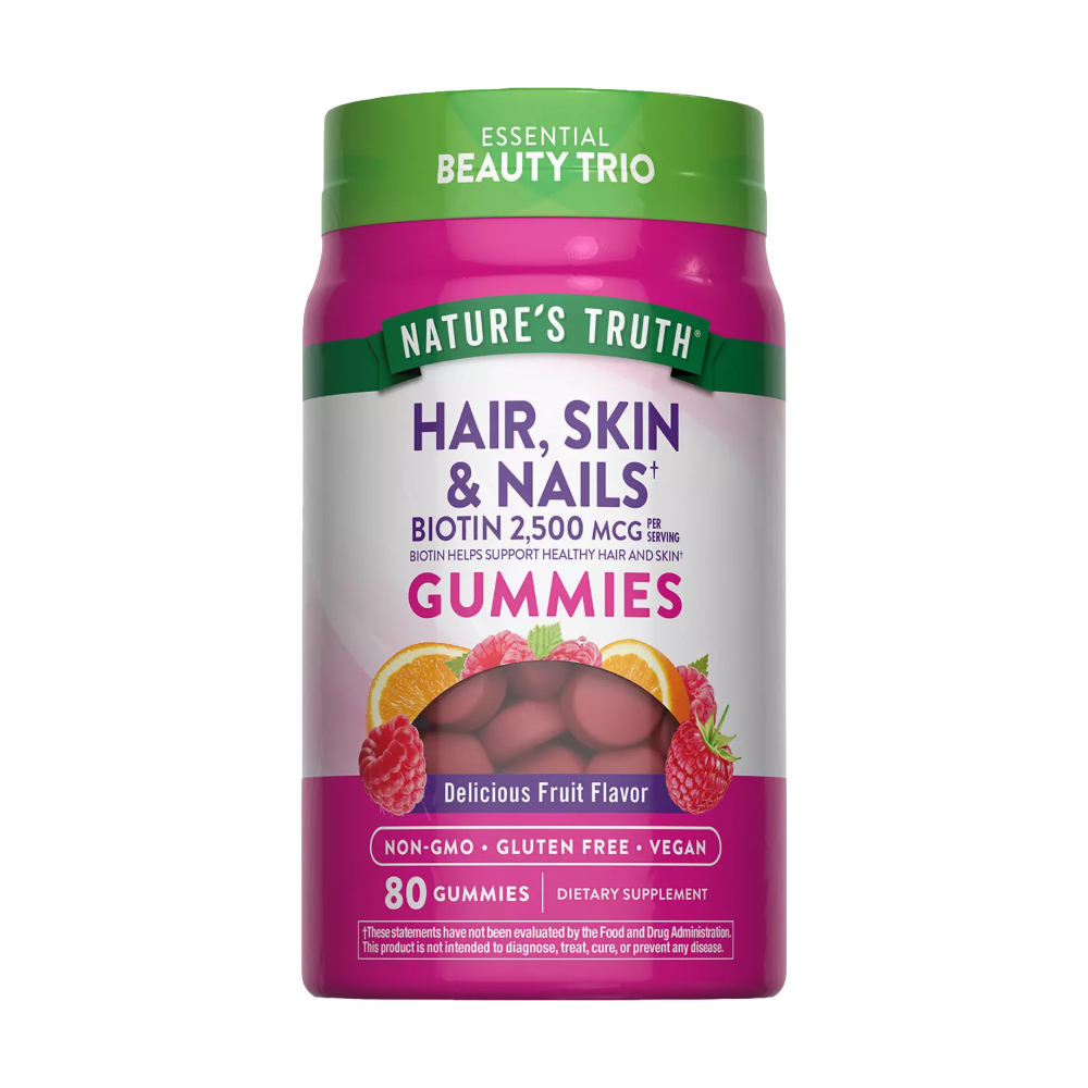 NATURE’S TRUTH, Hair Skin and Nails Gummies, 2500mcg of Biotin, 80 Gummies, 40 Servings