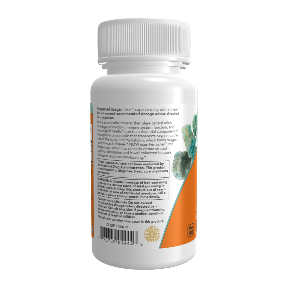 NOW Foods, Iron 36 mg, 90 Veg Capsules, 90 Servings