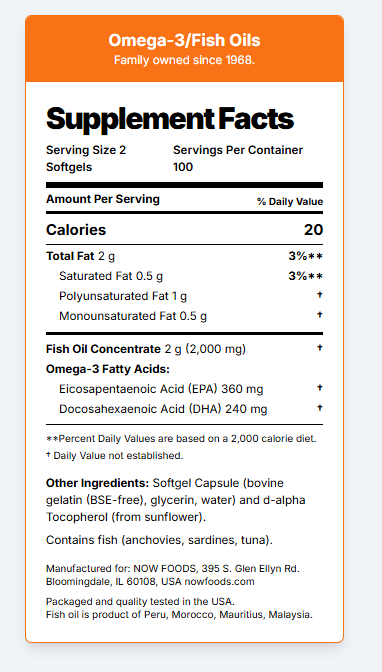 NOW Foods, Omega-3 Fish Oil, Molecularly 200 Distilled Softgels, 100 servings