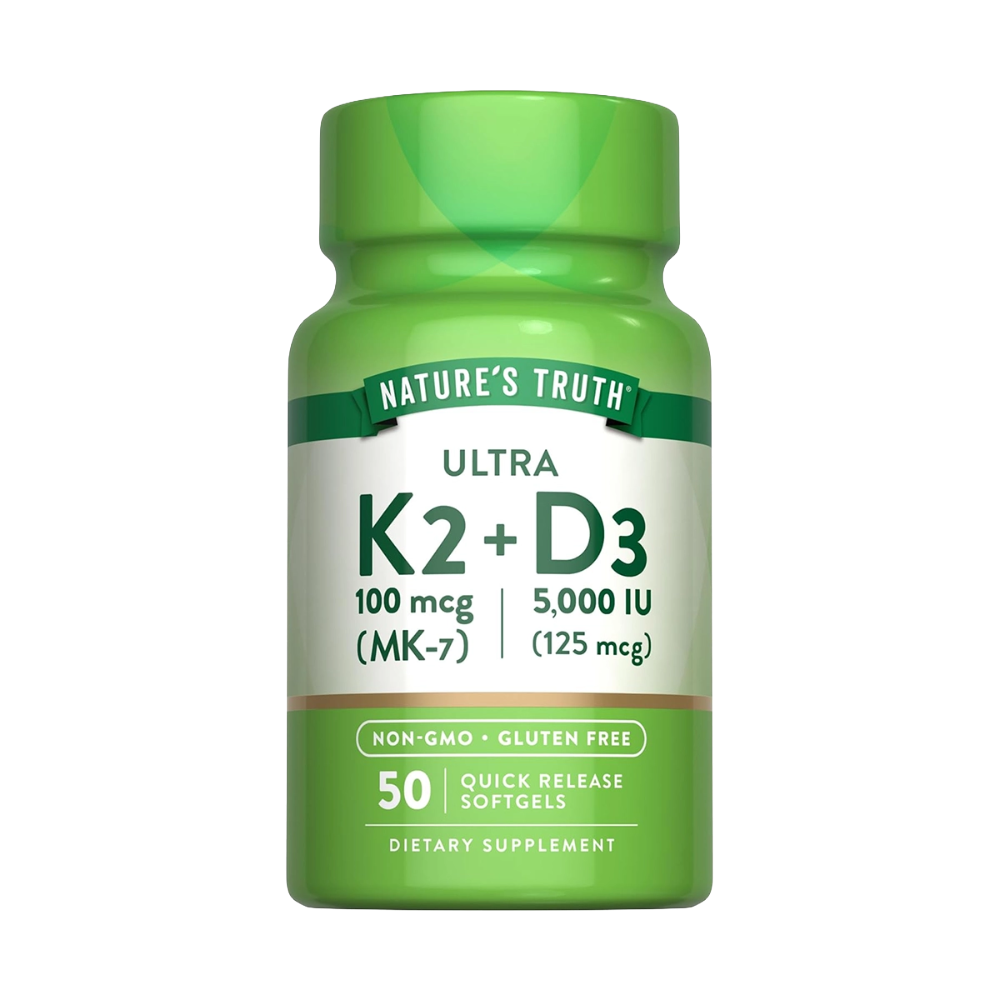 Nature's Truth, Ultra K2 100mcg + D3 5000IU, 50 Quick Release Softgels, 50 Servings