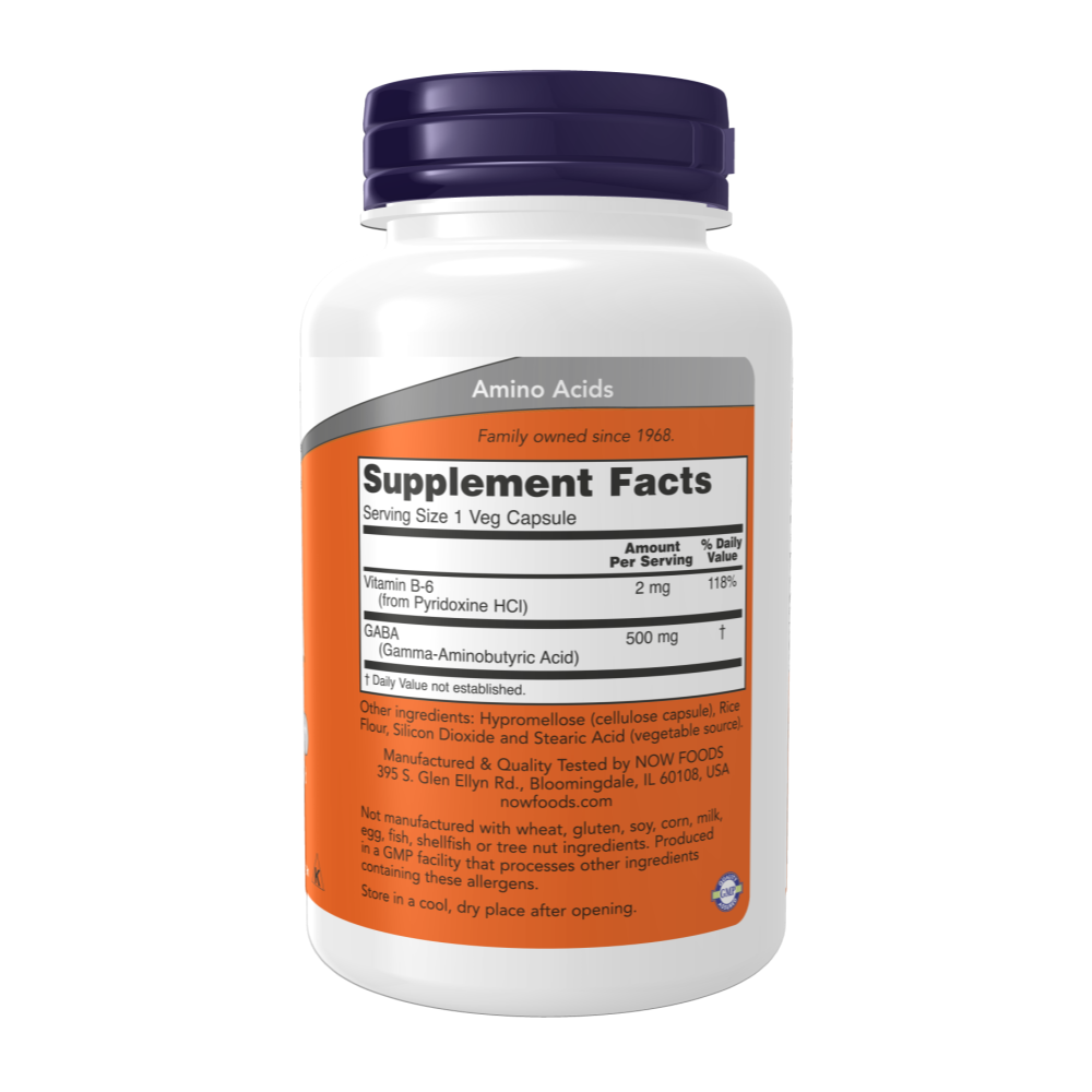 Now Foods, GABA, 500 mg, 100 Capsules, 100 Servings