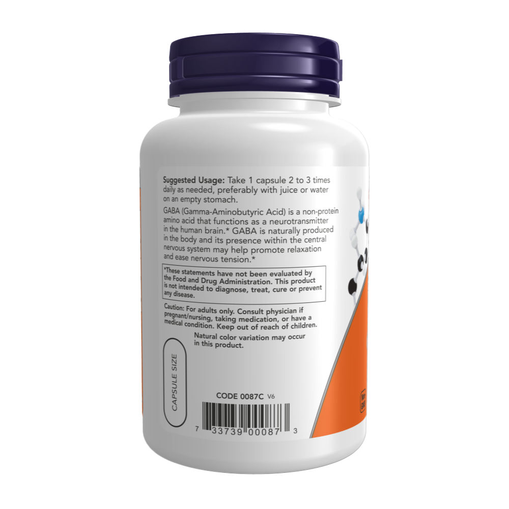 Now Foods, GABA, 500 mg, 100 Capsules, 100 Servings