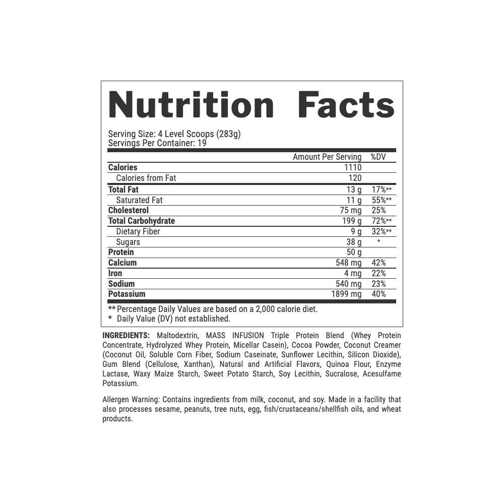 Nutrex Research, Mass Infusion, 5.45kg, 19 Servings