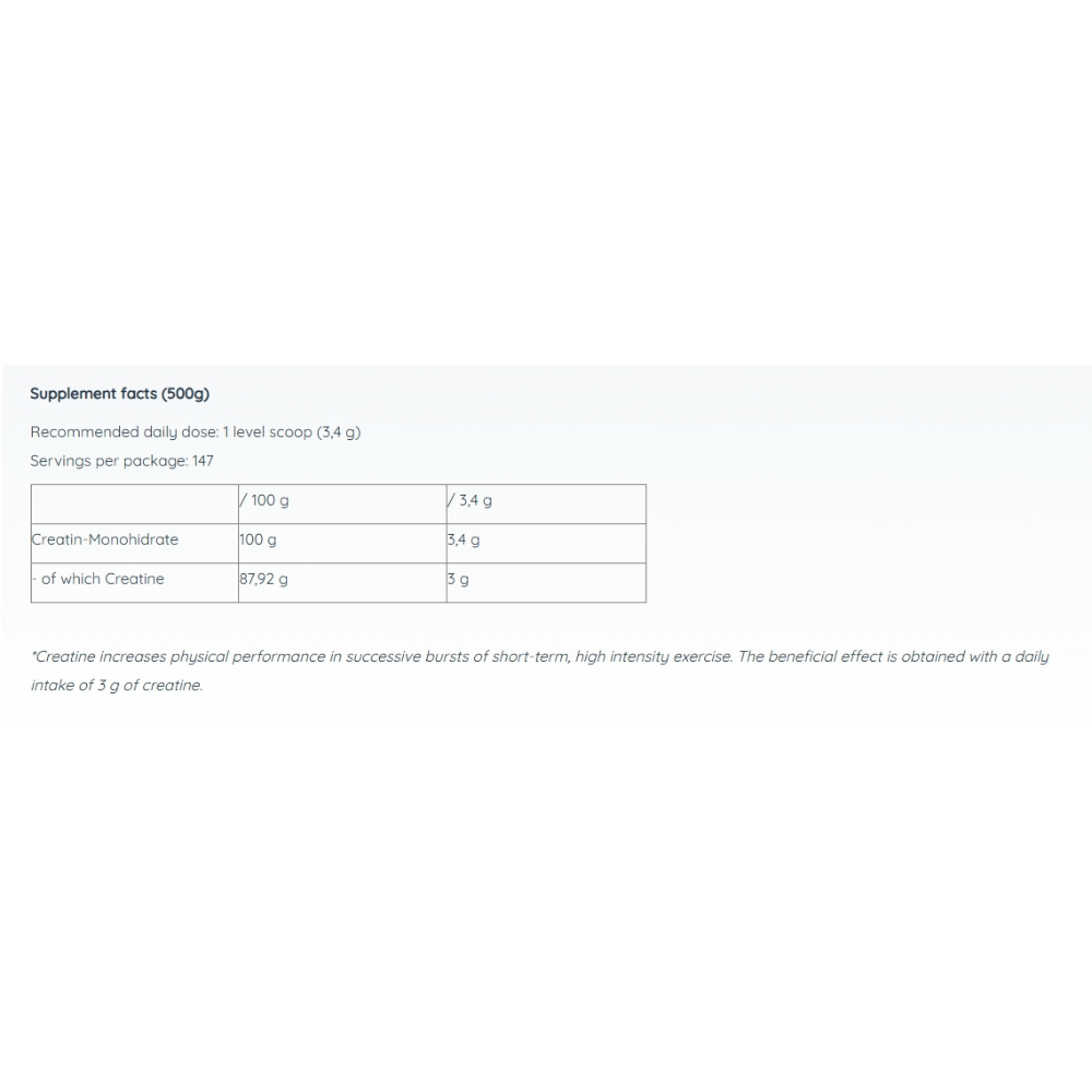 Nutriversum, Creatine Monohydrate, 500g, 147 Servings