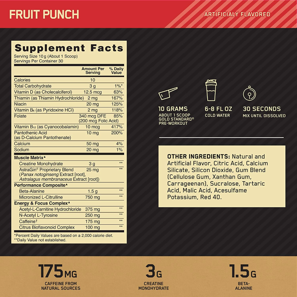 Optimum Nutrition, Gold Standard Pre-Workout, 300g, 30 Servings