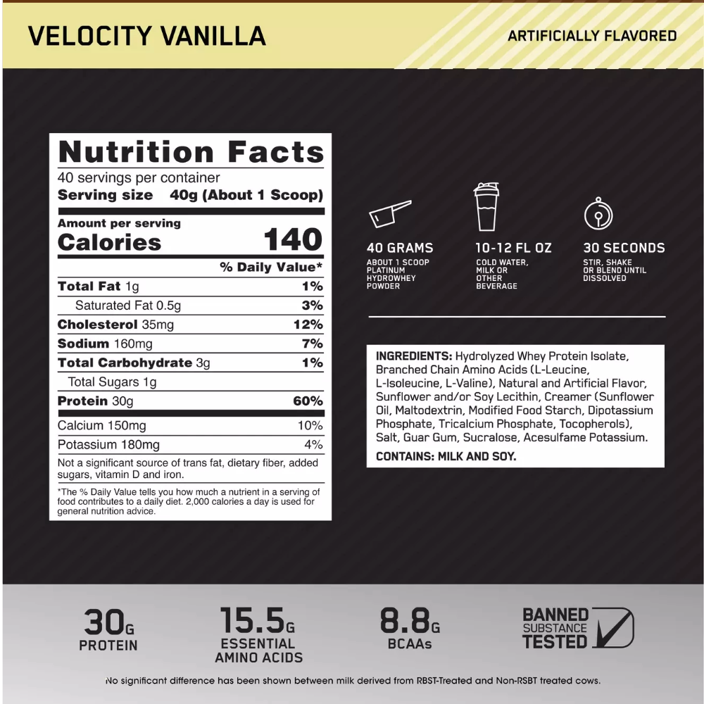 Optimum Nutrition, Platinum Hydro, 1.6kg, 40 Servings