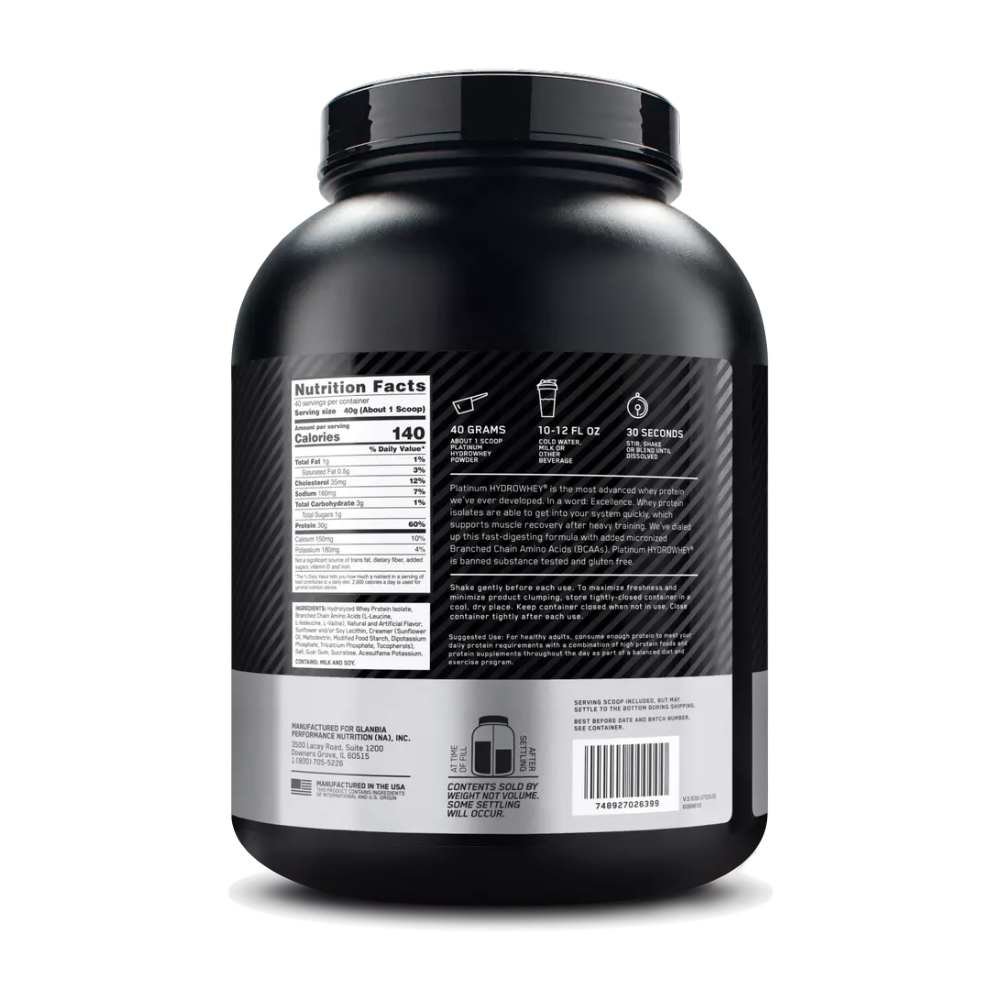 Optimum Nutrition, Platinum Hydro, 1.6kg, 40 Servings