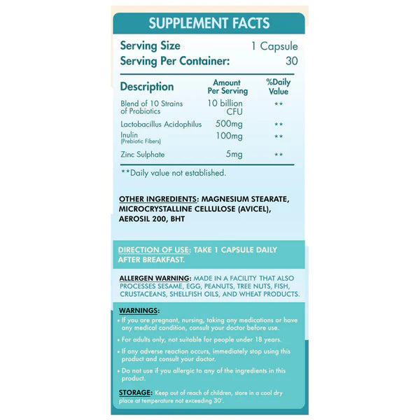 Organic Nation, 10 Billion Probiotics, 30 Capsules, 30 Servings