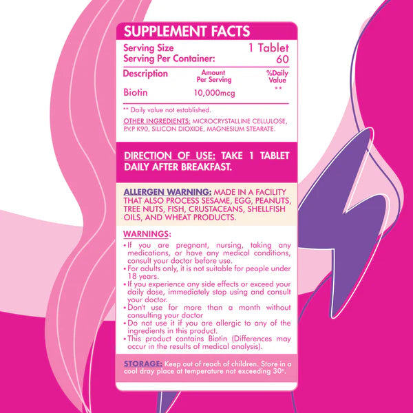 Organic Nation, Biotin 10000MCG, 60 Coated Tablets, 60 Servings
