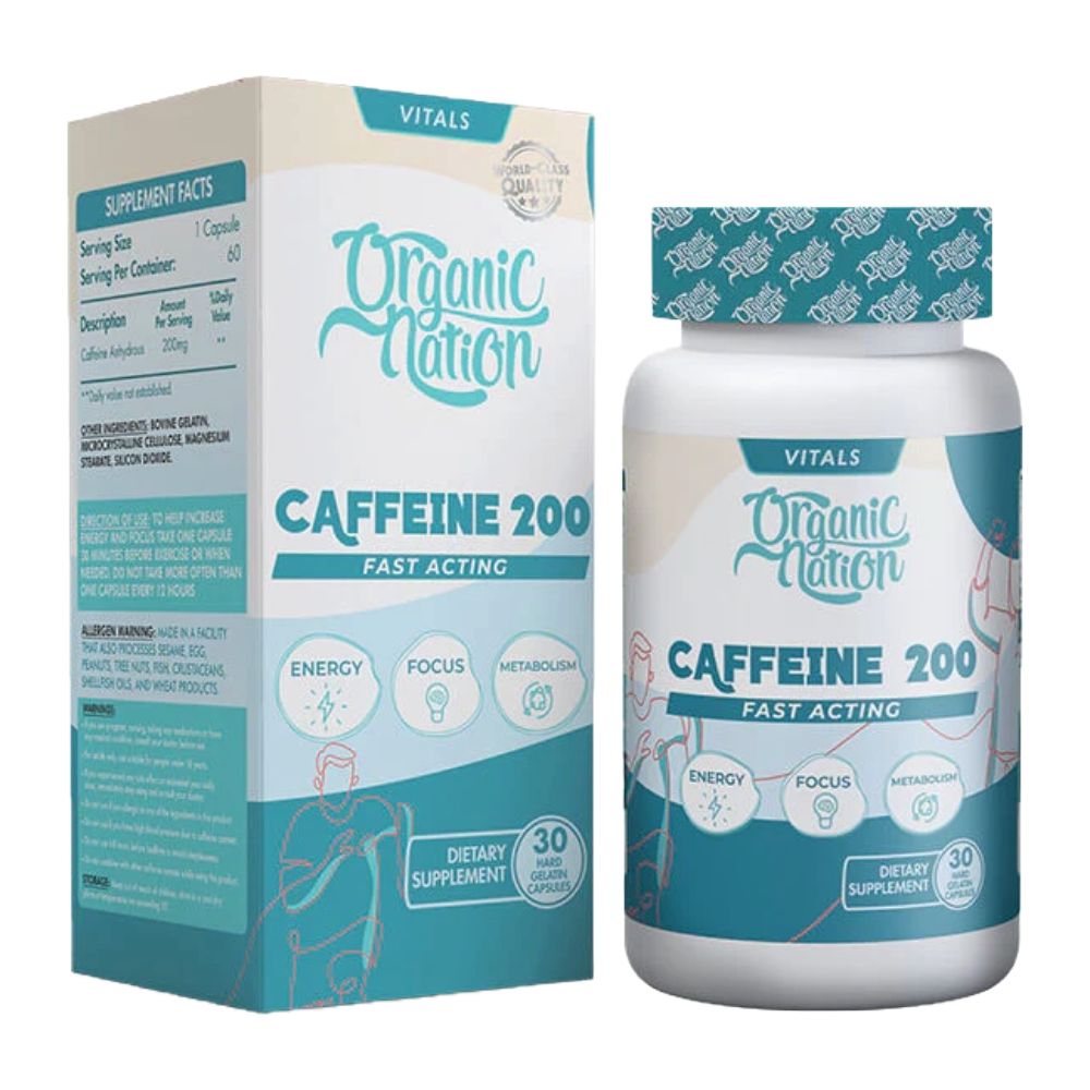 Organic Nation, Caffeine 200 Fast Acting, 30 Capsules