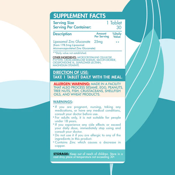 Organic Nation, Liposomal Zinc Gluconate, 30 Tablets, 30 Servings