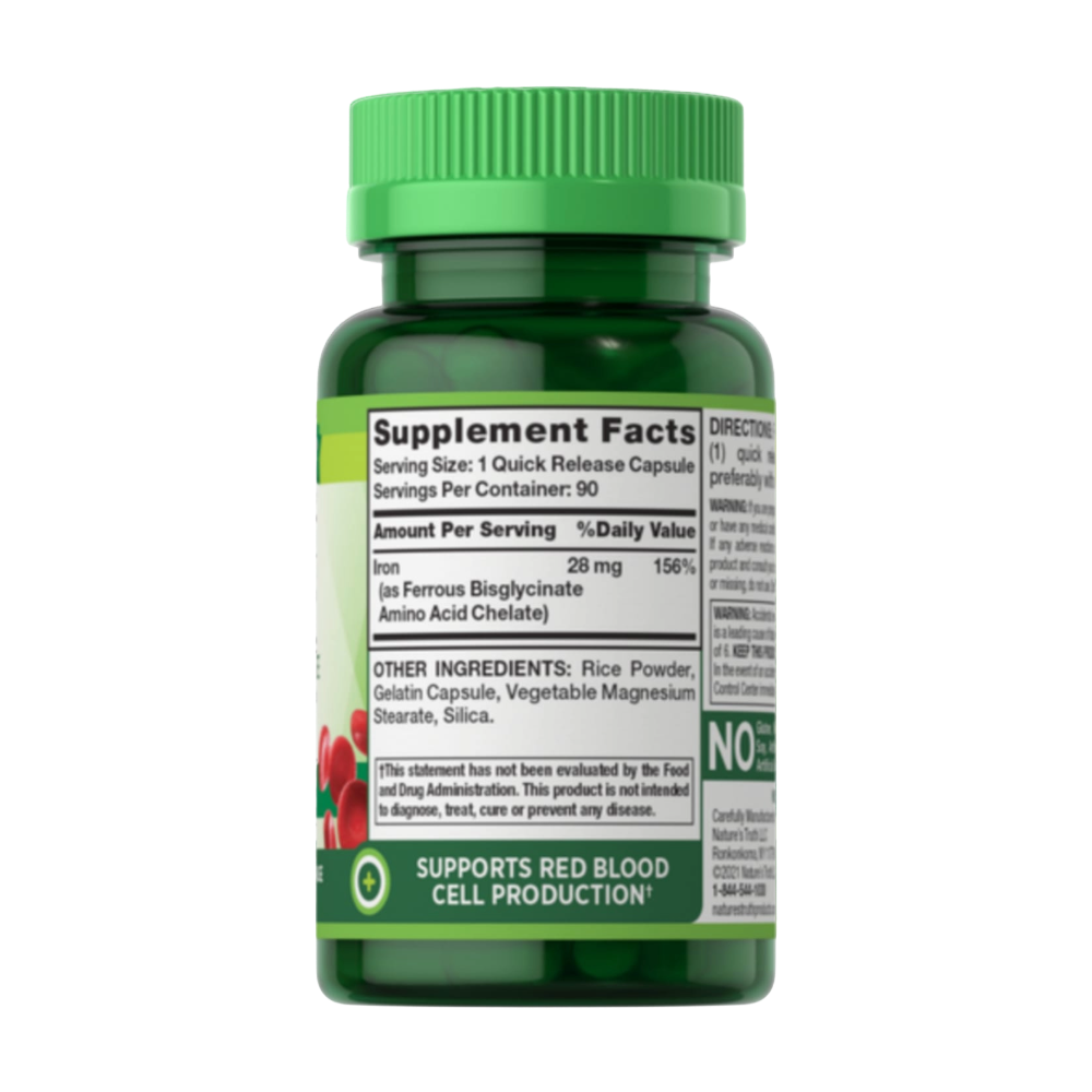 NATURE’S TRUTH, Easy Iron 28 mg (Iron Bisglycinate), 90 Capsules, 90 Servings