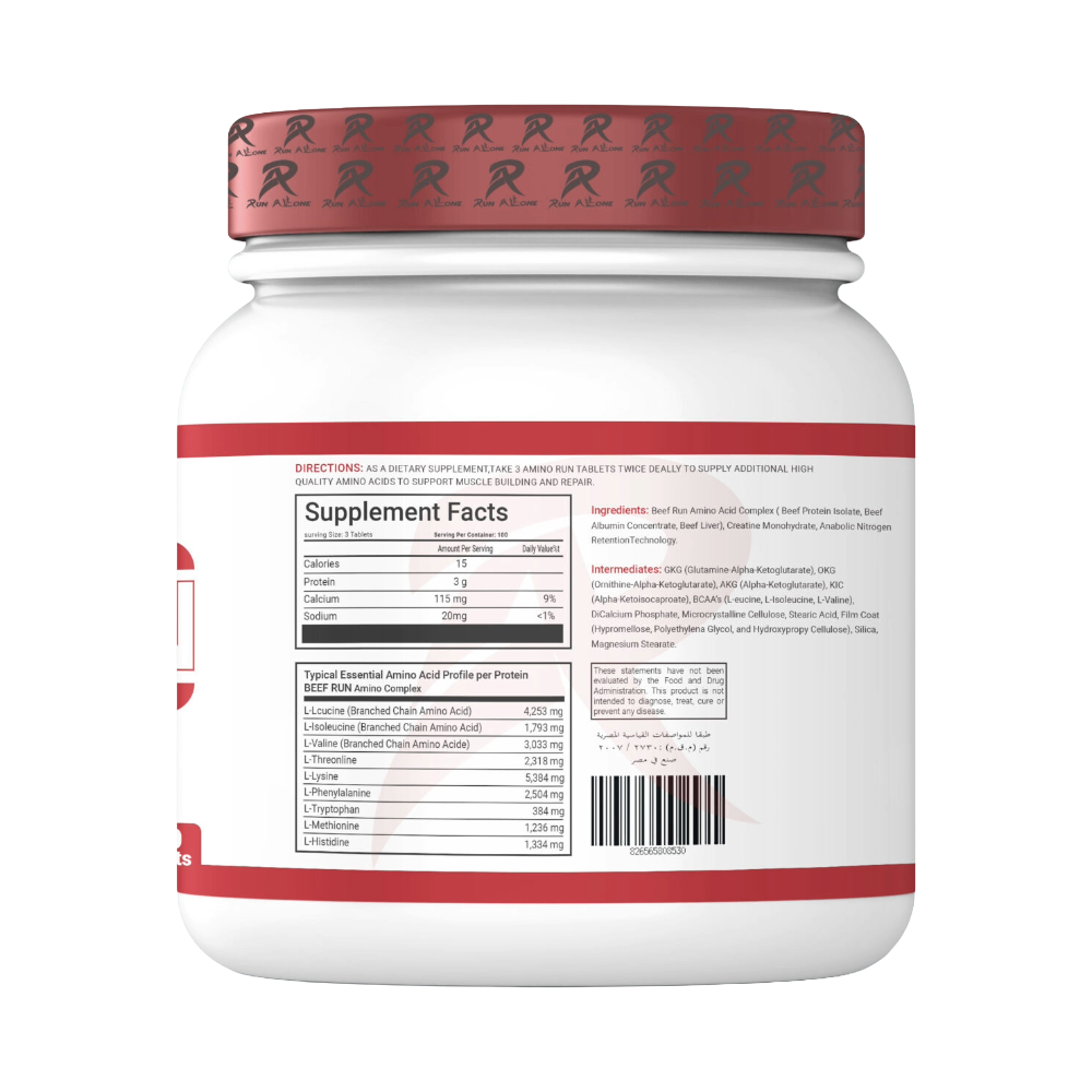 Run Alone Nutrition, Beef Amino, 300 Tablets, 100 Servings