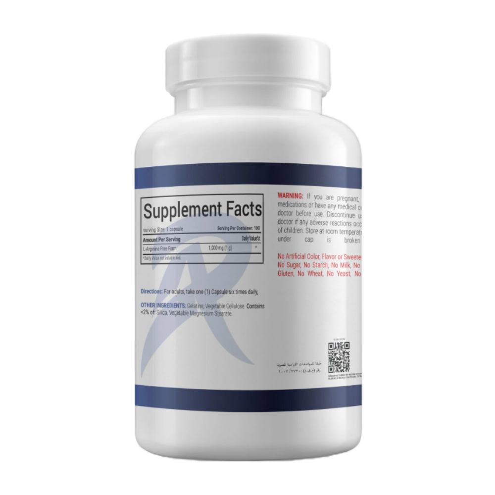 Run Alone Nutrition, L- Arginine, 1000Mg, 100 Capsules, 100 Serving