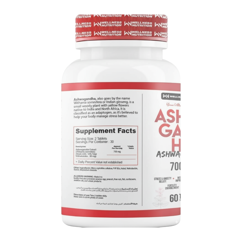 Wellness Nutrition, Ashwagandha, 700mg, 60 Tablets, 30 Servings