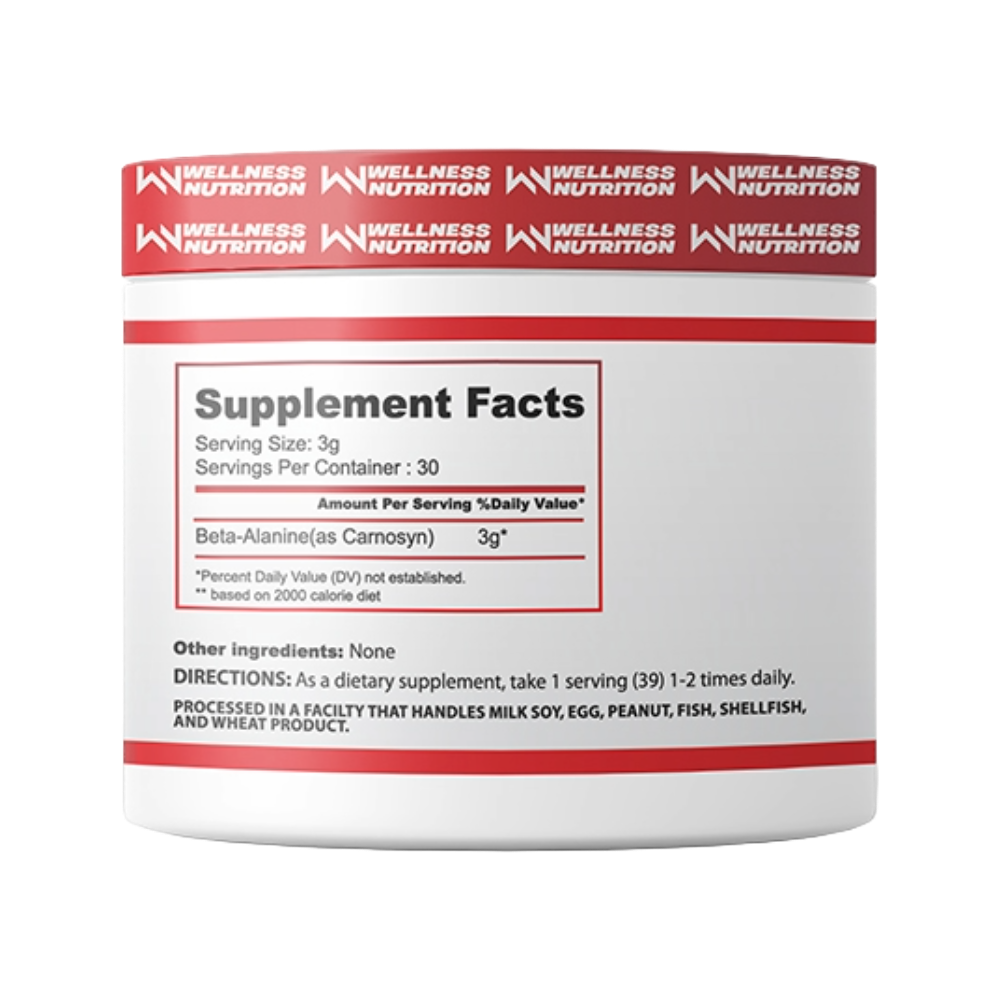 Wellness Nutrition, Beta Alanine, Unflavored, 90g, 30 Servings