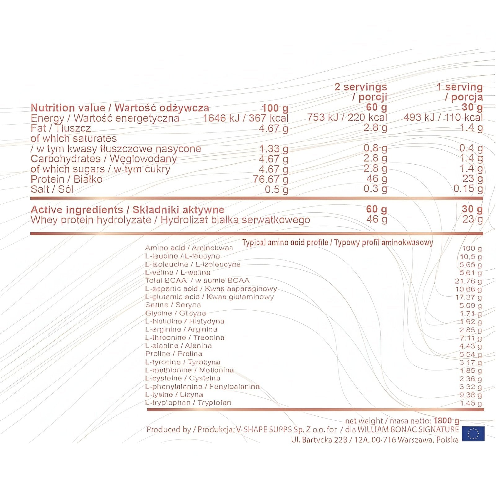 William Bonac, Core Hydrolysate, 1.8kg, 60 Servings