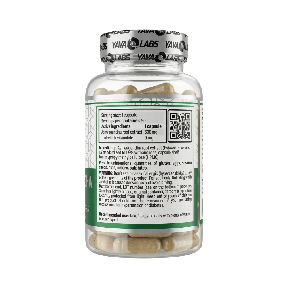 Yava Labs, Ashwagandha 600 mg, 90 Capsules, 90 Servings