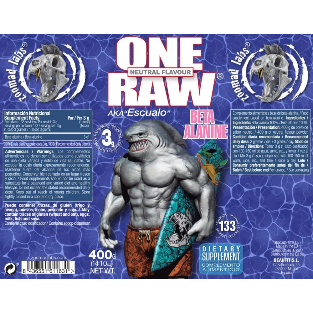 Zoomad Labs, ONE RAW Beta Alanine, 400G, 133 Servings