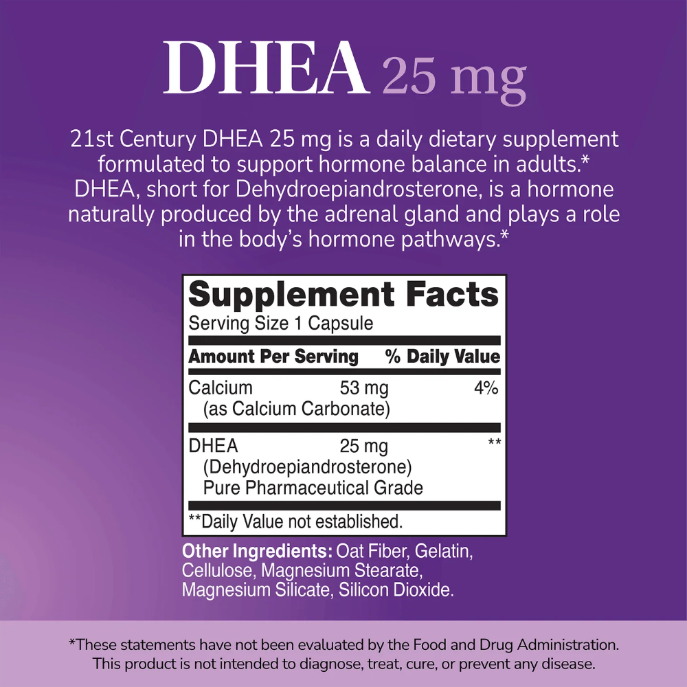 21st Century, DHEA 25 mg, 90 Capsules, 90 Servings