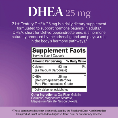 21st Century, DHEA 25 mg, 90 Capsules, 90 Servings