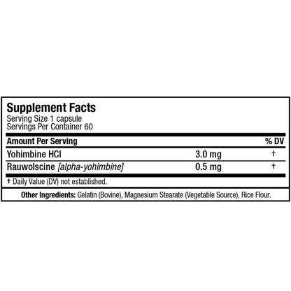 ALLMAX Essentials, YOHIMBINE + RAUWOLSCINE, 60 Capsules, 60 Servings