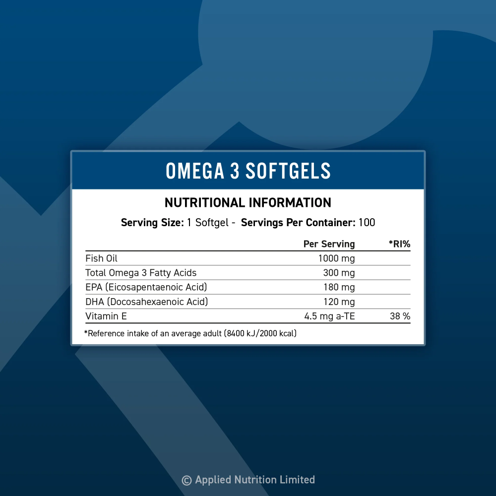 Applied Nutrition, Omega 3 + Vitamin E, 100 Softgels, 100 Servings