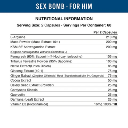 Applied Nutrition, Sex Bomb For Him, 120 Capsules, 60 Servings